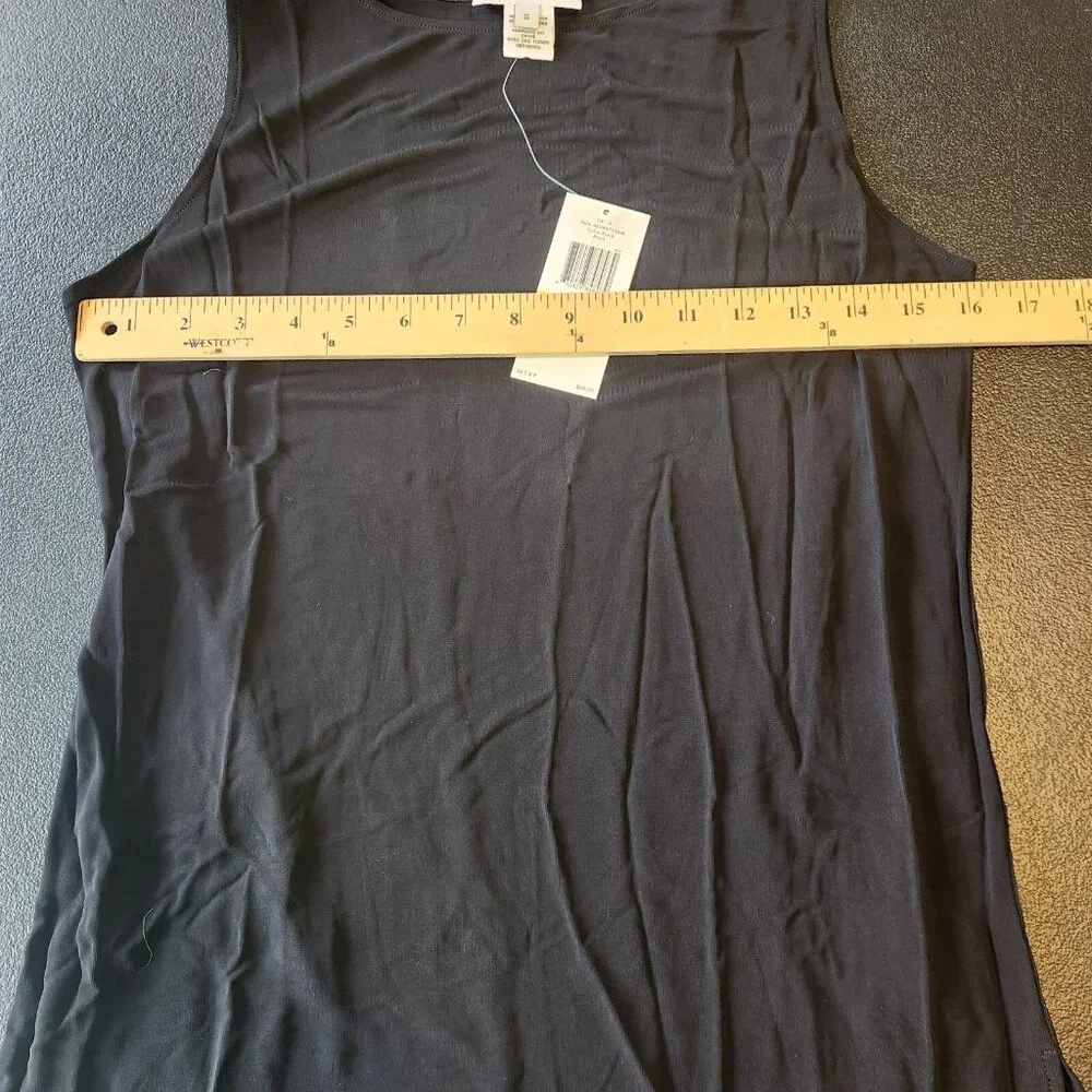 NWT Calvin Klein Black Sleeveless Tank Suit Separate Round Neck Rayon Small NEW‎